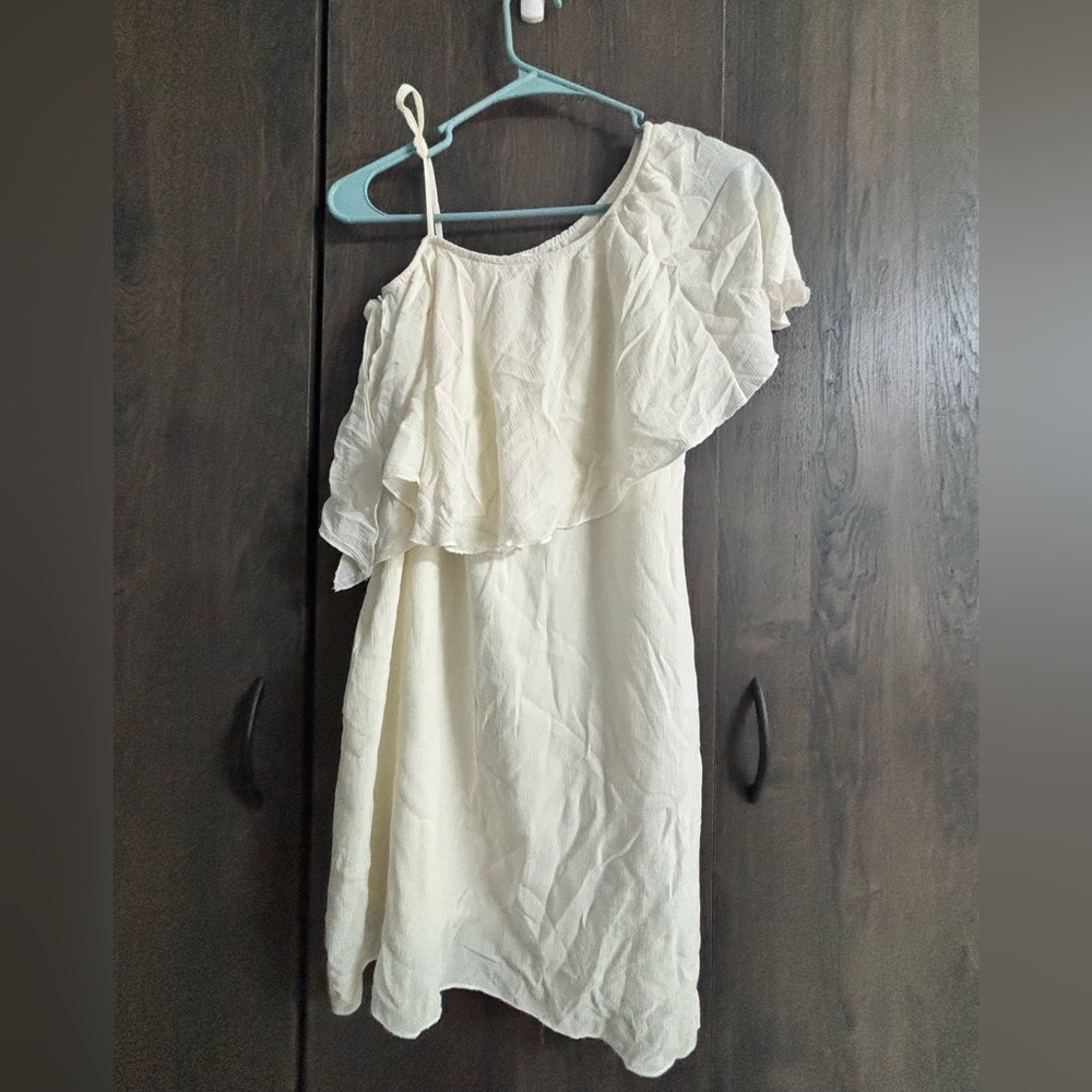 Mango Cream One-Shoulder Dress
